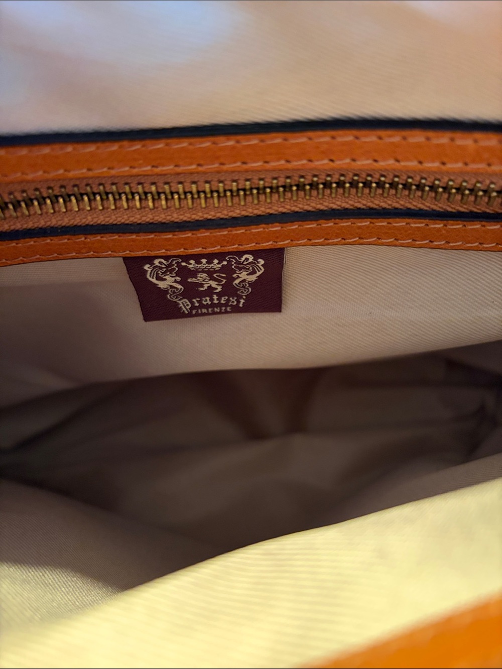 Pratesi Firenze Italian Leather Tote with Bamboo Accent Handles NWT - Picture 6 of 7